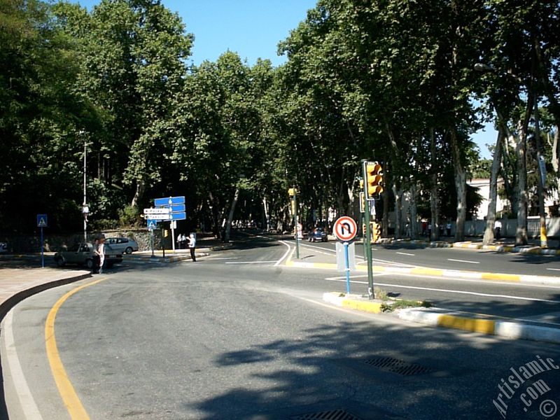 View towards Besiktas district from Dolmabahce district in Istanbul city of Turkey.
