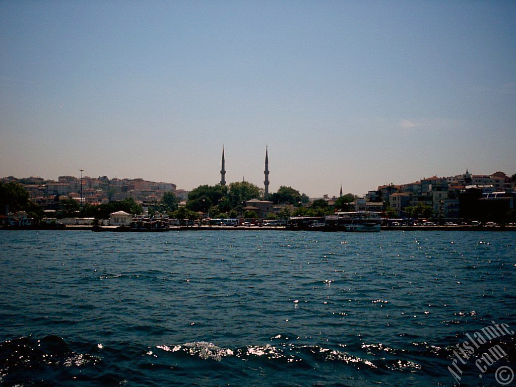 View of Uskudar coast from the Bosphorus in Istanbul city of Turkey.
