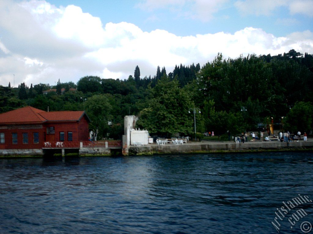 View of Kuzguncuk coast from the Bosphorus in Istanbul city of Turkey.
