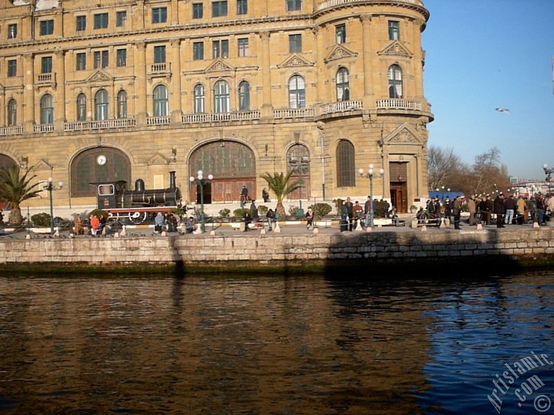 View of Haydarpasha coast and train station from the sea in Istanbul city of Turkey.
