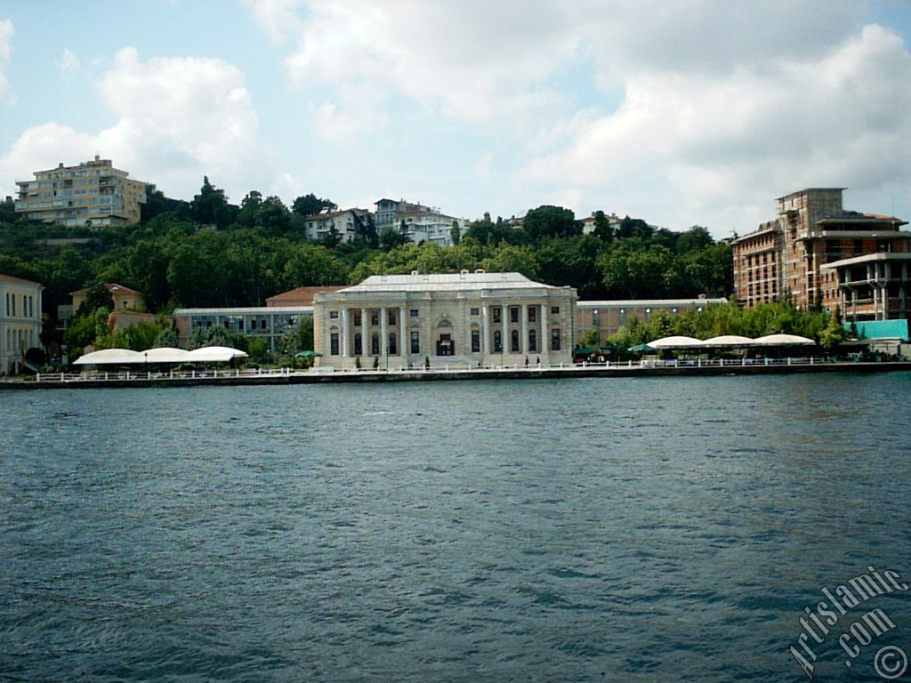 View of Ortakoy coast from the Bosphorus in Istanbul city of Turkey.
